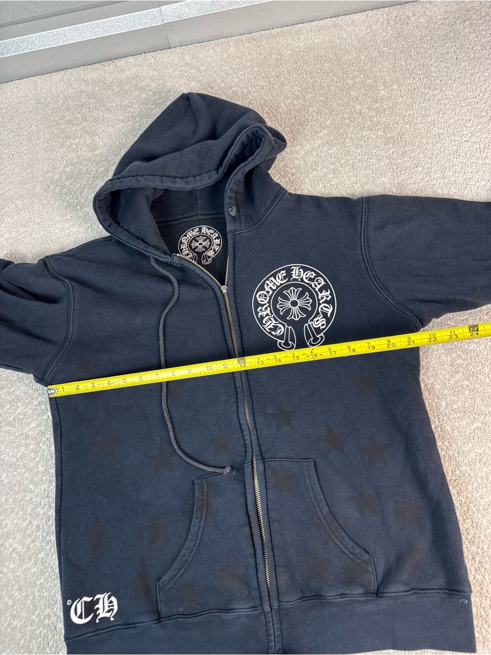 Chrome Hearts Men’s Old Star Scroll Logo Thermal Full Zip Hoodie - Picture 10 of 11